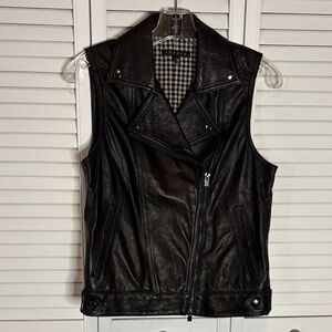 Black Real Leather Moto Vest Made in Italy